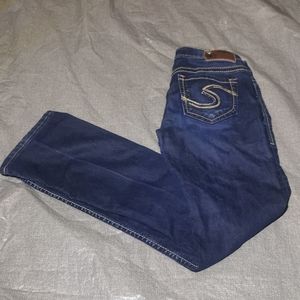 Silver Jeans Size 25 / 33 Aiko Boot Cut Denim Blue Jeans embroidered back pocket